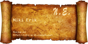 Niki Erik névjegykártya